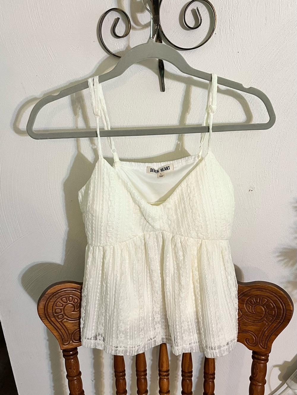 Derek Heart Ivory Lace Peplum Cami